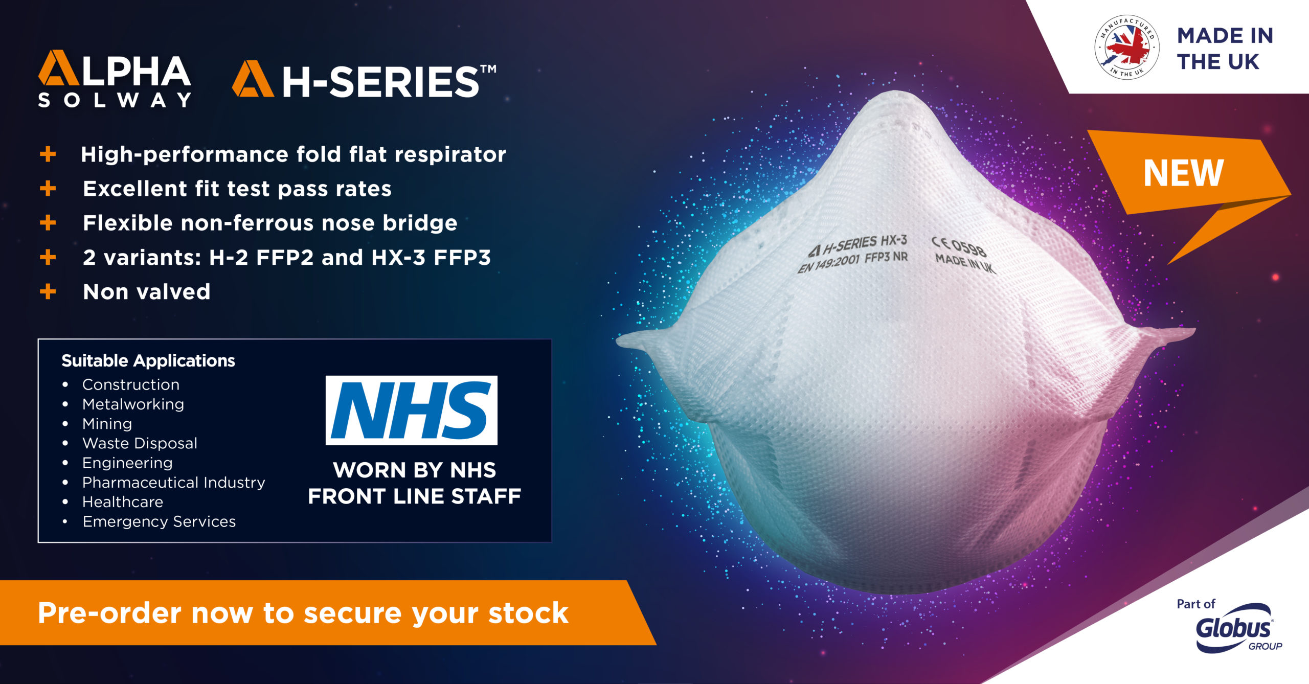 Alpha-Solway-P2-Fold-Flat-Respirator för engångsbruk-H-SERIES-H-2